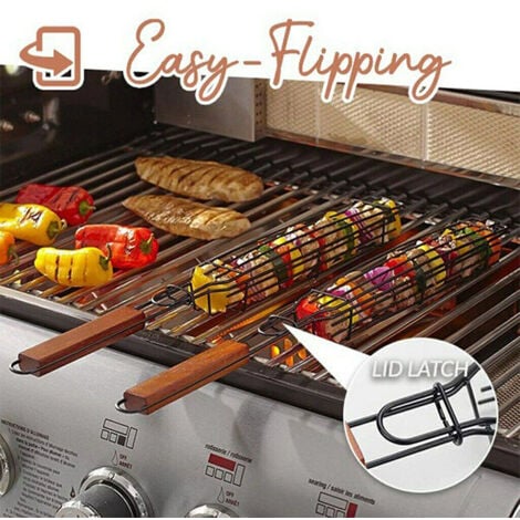 Filet de barbecue carré 2 pièces filet de barbecue filet en acier inoxydable portable pince de barbecue en plein air outil de gril accessoires de cuisine