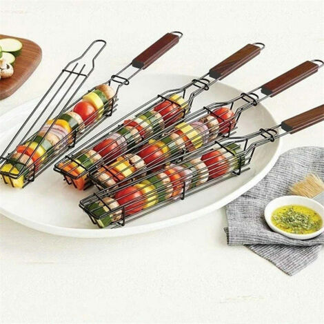 Filet de barbecue carré 2 pièces filet de barbecue filet en acier inoxydable portable pince de barbecue en plein air outil de gril accessoires de cuisine