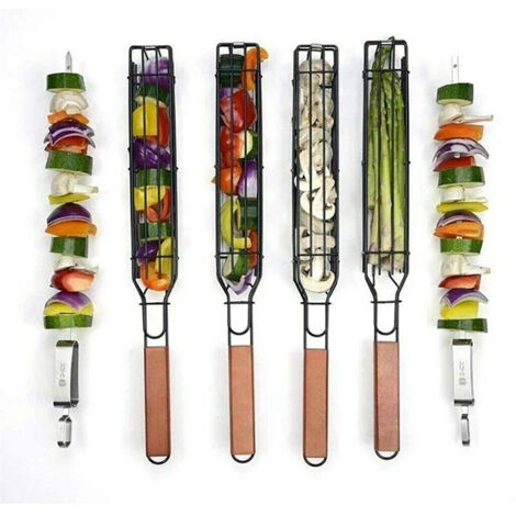 Filet de barbecue carré 2 pièces filet de barbecue filet en acier inoxydable portable pince de barbecue en plein air outil de gril accessoires de cuisine