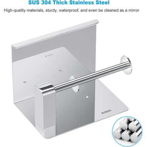 Porte-papier hygiénique, porte-rouleau de papier toilette sans perçage Porte-papier hygiénique, distributeur de papier avec étagère, acier inoxydable SUS 304, colle auto-adhésive et mur de salle de ba