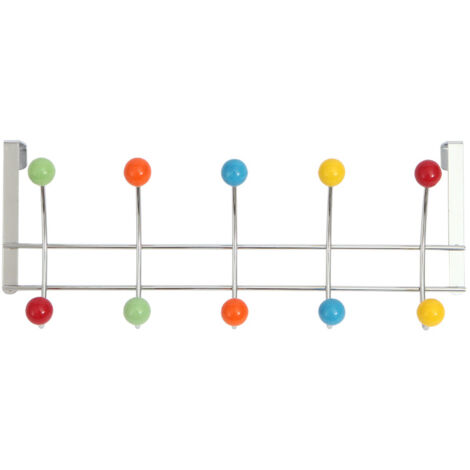 Crochet derrière la porte, patère, rouleau, bois coloré, acier chromé, dimension : 44184.6cm (1/3)
