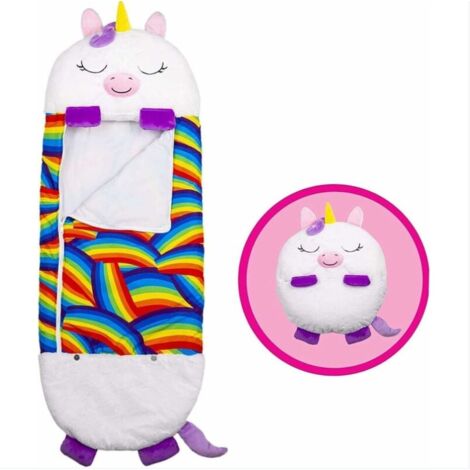 Coussin de sac de couchage pliant, 2 en 1 épaissi sac de couchage créatif pour enfants Licorne bébé tout - petit Cartoon chaud anti - coup de pied se fait pincer par pyjama coton, style Licorne