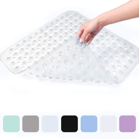 (Blanc Transparent) Tapis de Douche Antidérapant pour Peaux Sensibles 53x53cm, Sans BPA, Tapis de Douche Antidérapant Anti-moisissure, Tapis de Sol de Salle de Bain Lavable en Machine (1/5)