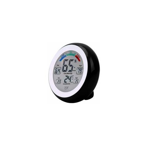 Thermomètre Hygromètre électronique sans Fil Pour Intérieur et Extérieur,écran Tactile Rond Avec écran LCD,Testeur de Station Météo,3305F Noir (1/5)