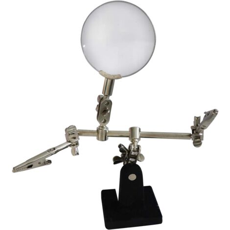 Troisième main avec pince et loupe - Aide à la soudure - Avec loupe grossissante 5x (1/5)