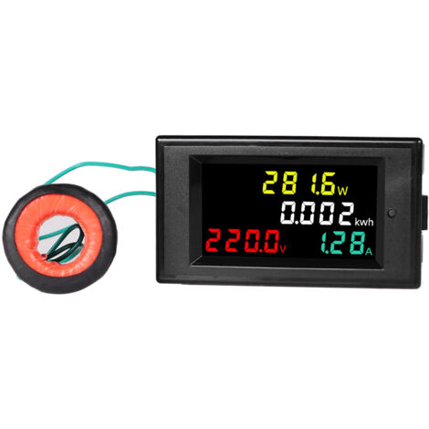 Voltmètre Ampèremètre numérique tension.Afficheur LCD AC ampèremètre, 80-300V Voltmètre Affichage 2 en1 Tension Ampérage Gauge (1/4)