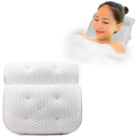 Oreiller De Bain Collazoey - Mousse Mémoire Forme - 2 Ventouses Puissantes - 30x20cm - Gris - Relaxation Cou