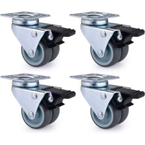 Lot de 4 Roulettes Pivotantes Ultra-résistantes avec Frein d’arrêt pour Meubles Capacité 600 kg (1/5)
