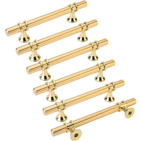 6pcs poignées de meuble dorées poignée dorée - poignée de porte de cuisine Poignee Tiroir Laiton poignées dorées meuble entraxe 96mm (1/5)