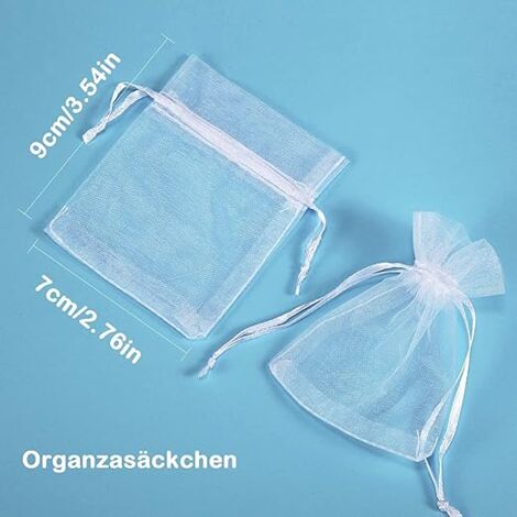 Lot de 100 sachets en organza blanc, x cm, pochette cadeau en