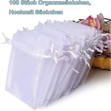 Lot de 100 sachets en organza blanc 7 x 9 cm pochette cadeau en organza pochette