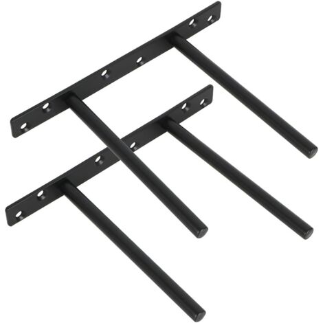 Lot de 2 Support pour Étagère Flottante Invisible Support en Métal pour Tablette Flottante en Bois Dissimulé à Fixation Murale, Finition Noire Mate en Acier Inoxydable, 2 Pcs (1/4)