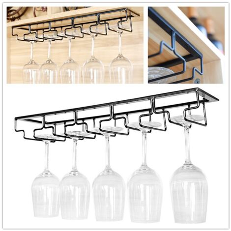 Hanging Glass Rack - Wine Glass Rack with 5 Rails for 10-15 Glasses, 5123.56cm (1/3)
