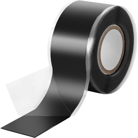1x 3m de Ruban en silicone auto-fusionnant (auto amalgamant), ruban isolant et bande d'étanchéité (eau, air), 25 mm de large, noir (1/3)
