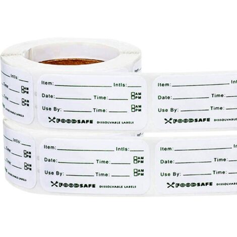 2 rouleaux de 300 paquets d'étiquettes alimentaires autocollantes, étiquettes de réfrigérateur, étiquettes de date, étiquettes alimentaires solubles pour la restauration (1/5)