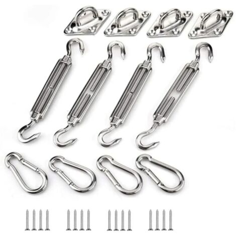 Kit de Fixation pour Voile D'ombrage, Acier Inoxydable Voile D'ombrage Kit de Fixation pour Triangle et Carré, Rectangle, du Voile D'ombrage Accessoires de Fixation M5 -Versaill (1/5)