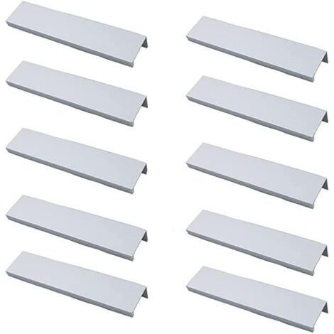 (Blanc)Lot de 10 Poignée Noir Poignée de Meuble Noir- Poignée Invisible Poignee de Meuble Cuisine Noir Poignée Meuble Noir Mat en Alliage d'Aluminium Entraxe 128mm (1/5)
