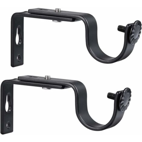 Supports de Tringle à Rideau Réglable Support de Barre de Rideau 20-28mm (Noir) 2pcs, (1/5)