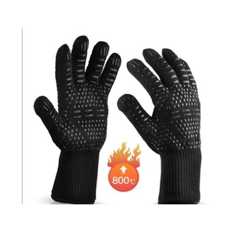 Barbecue noir, cuisine, silicone antidérapant résistant à haute température 800 degrés isolation thermique et anti - blanchiment micro
Gants de poêle à vagues