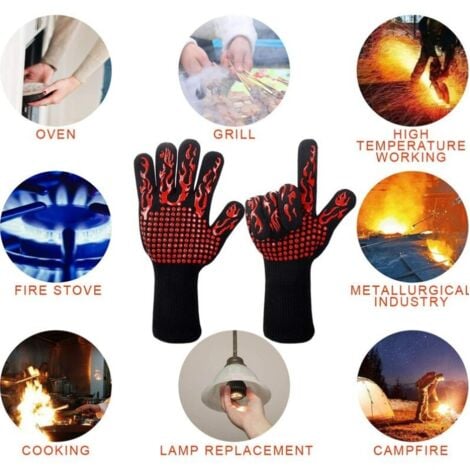 Barbecue noir, cuisine, silicone antidérapant résistant à haute température 800 degrés isolation thermique et anti - blanchiment micro
Gants de poêle à vagues
