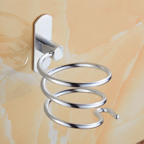 1pc Porte Sèche Cheveux Forme de Spirale, Support Sèche Cheveux et de Lisseur Mural en Aluminium Fixation sans Perçage, Support de Câble pour Cuisine Salle de Bain Accessoires de Salle de Bain (1/4)