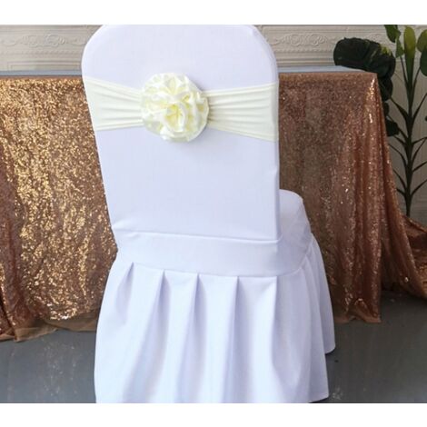blanc, 5PCS 1335cm Chaise Ceinture Cravate Gaze Noeud Couverture Dos Floral Ceinture Élastique Ceinture Noeud Noeud Banquet Fête De Mariage Événement Restauration Décoration, Champagne (1/5)