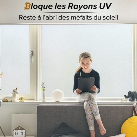 Film Fenetre Anti Regard, Film Occultant Fenêtre, Film Electrostatique Vitre 60x200cm Bon Intimité, Film Opaque pour Vitre Anti UV Dépoli pour Bureau Maison Salle de Bain Chambre Cuisine