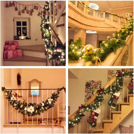 Guirlande de Noël avec lumières Décoration de Noël 270cm Guirlande lumineuse LED Guirlande lumineuse Décoration de porte de Noël Guirlande de Noël Guirlande de sapin Guirlande lumineuse (Doré)