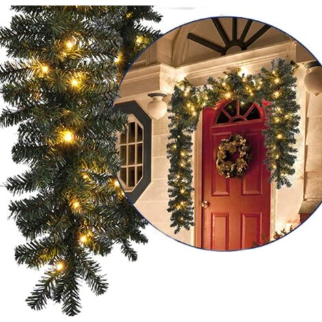 Guirlande de Noël avec lumières Décoration de Noël 270cm Guirlande lumineuse LED Guirlande lumineuse Décoration de porte de Noël Guirlande de Noël Guirlande de sapin Guirlande lumineuse (Doré)