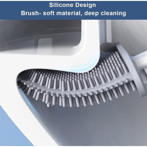 Brosse WC en silicone à tête ronde, murale ou sur pied, antibactérienne, séchage rapide, manche long, grise | Leroy Merlin
