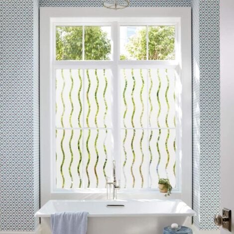 LEMON CLOUD Film pour Fenêtre Intimité Givré Auto-Adhésif Fenêtre Autocollant Pas de Colle Statique Cling Film de Verre Opaque Protection UV Motif Vague 60x200cm