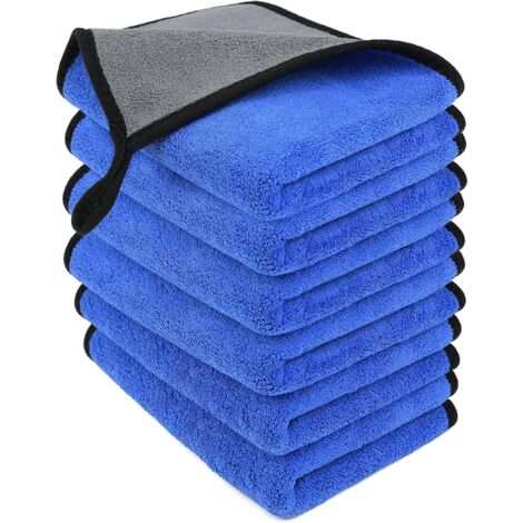 Lot de 6 bleu 30x40cm Chiffons Microfibre de Nettoyage, Chiffons de Nettoyage Extra épais en Microfibre Super Absorbant pour Lavage de Voiture, Nettoyage Domestique, Séchage, Chiffons de Polissage (1/5)