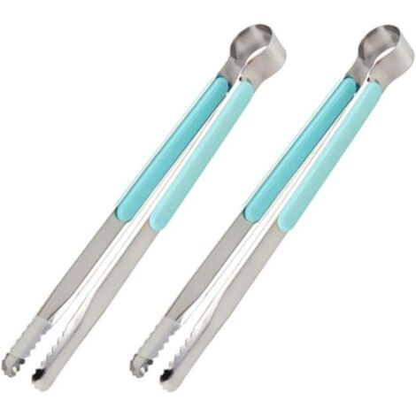 Lot de 2 pinces à nourriture pour barbecue Pinces à barbecue en acier inoxydable Pinces à barbecue résistantes à la chaleur pour accessoires de fournitures de barbecue en plein air, 25,5 cm (1/5)