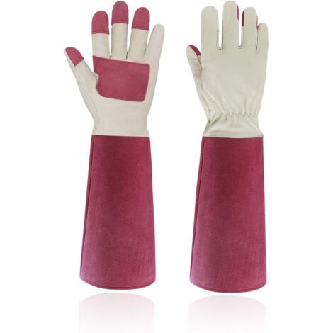 Gants de jardinage d'élagage de roses pour hommes et femmes, gants longs anti-épines, cuir de porc - respirant et durable (grand) (1/5)