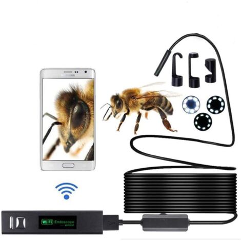 Endoscope sans Fil WiFi 1200 P Caméra D'inspection 2.0 Megapixels HD Serpent Caméra pour Android iOS Smartphone avec 3.5M/10M de Fil Dur (10M) (1/5)