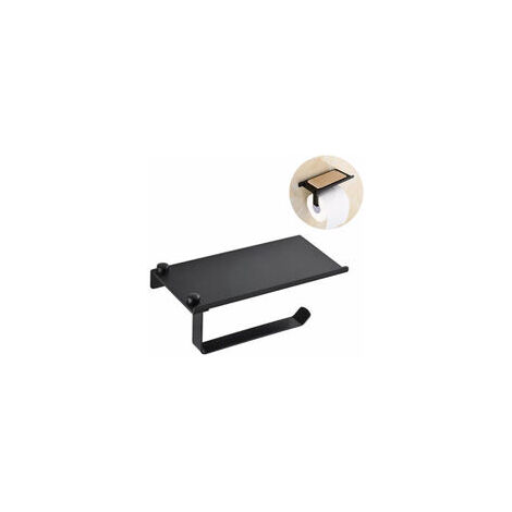 Porte-rouleau de papier toilette avec support de téléphone portable, porte-rouleau de papier toilette sans perçage, porte-rouleau de papier toilette en acier inoxydable autocollant ou fixation murale (1/5)