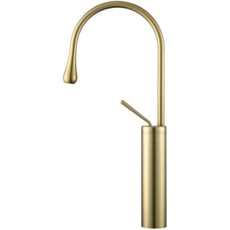 Robinet de lavabo chaud et froid Robinet de lavabo haut moderne - Or brossé