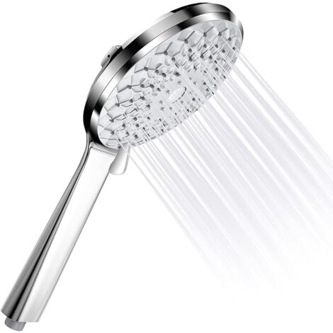 Douchette à main avec pistolet pulvérisateur, pommes de douche 6 types de buses, argent (1/5)
