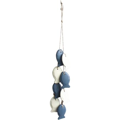 1pc Suspendu Vintage Poisson en Bois Nautique Décoré Méditerranéen Mur Ornement Art Décor Artisanat Été Plage Cadeau (1/4)