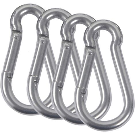 M8 mousquetons 304 acier inoxydable ressort pompier mousqueton avec mousqueton pour Camping randonnée hamac balançoire 4 pièces (1/5)