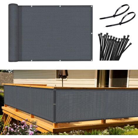 Brise-Vue pour Balcon Paravent de Balcon de Jardin 90x300 cm 185g/㎡ résistant au Vent et aux UV, avec Trous et Serre-câbles Anthracite (1/5)