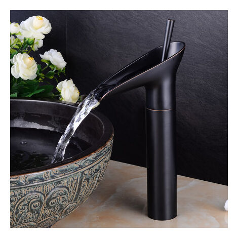 Robinet de Lavabo, Robinetterie Mitigeur Cascade pour Salle de Bains, Chaude et Froide Réglable de Mitigeur Lavabo, Laiton Chromé（D) (1/3)