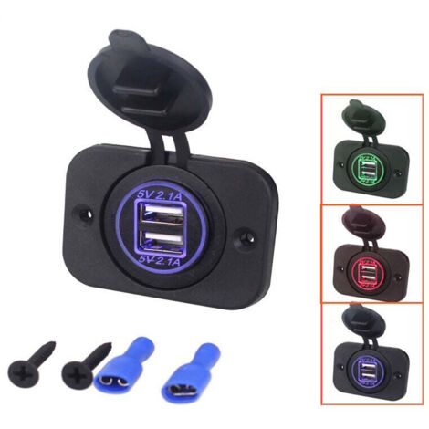 Prise USB double encastrable 12/24 Volt 2.1A 5 Volt pour caravanes, mobil-homes, voitures, bateaux, camions (1/5)