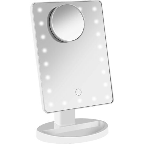 Miroir Lumineux, Miroir Maquillage LED Grossissant 10X, Miroir LED, Recharge USB et Batterie, Miroir de Maquillage à 180 °, Miroir Grossissant Lumineux pour Le Maquillage, Le Rasage Blanc (1/5)