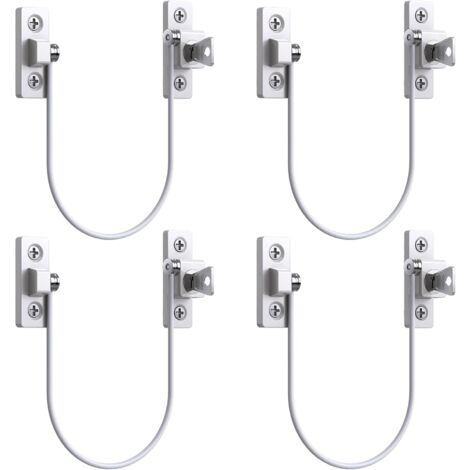 4pcs Entrebâilleur Fenêtre Porte Restricteur de Porte de Fenêtre Verrou Fenetre UPVC Verrouillage de Limite Verrou de Sécurité Câble Serrure de Limite Avec Clé et Vis (1/5)