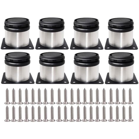 4x Pieds de Table Meuble Ronds Pieds de Canapé Ajustable en Acier Inoxydable avec Vis - 5cm (1/5)