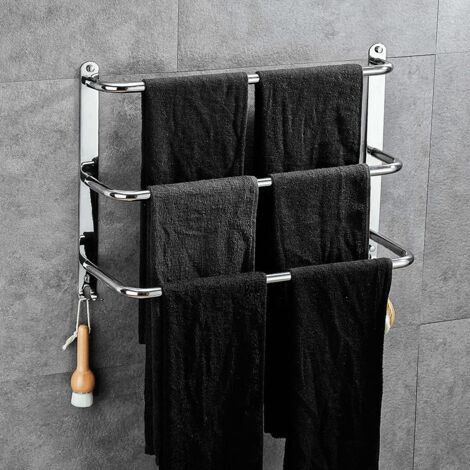 Porte-Serviettes en Acier Inoxydable à 3 Niveaux sans perçage pour Porte-Serviettes pour Salle de Bain Cuisine et Toilettes Argent.. (1/5)