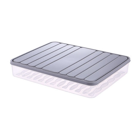 Réfrigérateur Boîte De Rangement avec Couvercle, Empilable Boite Jambon Frigo, Boîte Fraîcheur Alimentaire, pour Fruits/Légumes/Viande (gris,L) (1/5)