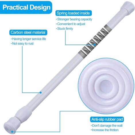 Lot de 6 Tringles Extensibles sans Perçage Tringles de Rideau pour Penderie Salle de Bains Cuisine (Blanc, 30-50cm)
