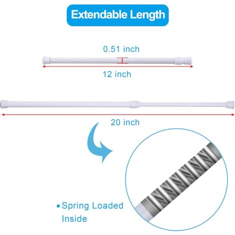 Lot de 6 Tringles Extensibles sans Perçage Tringles de Rideau pour Penderie Salle de Bains Cuisine (Blanc, 30-50cm)